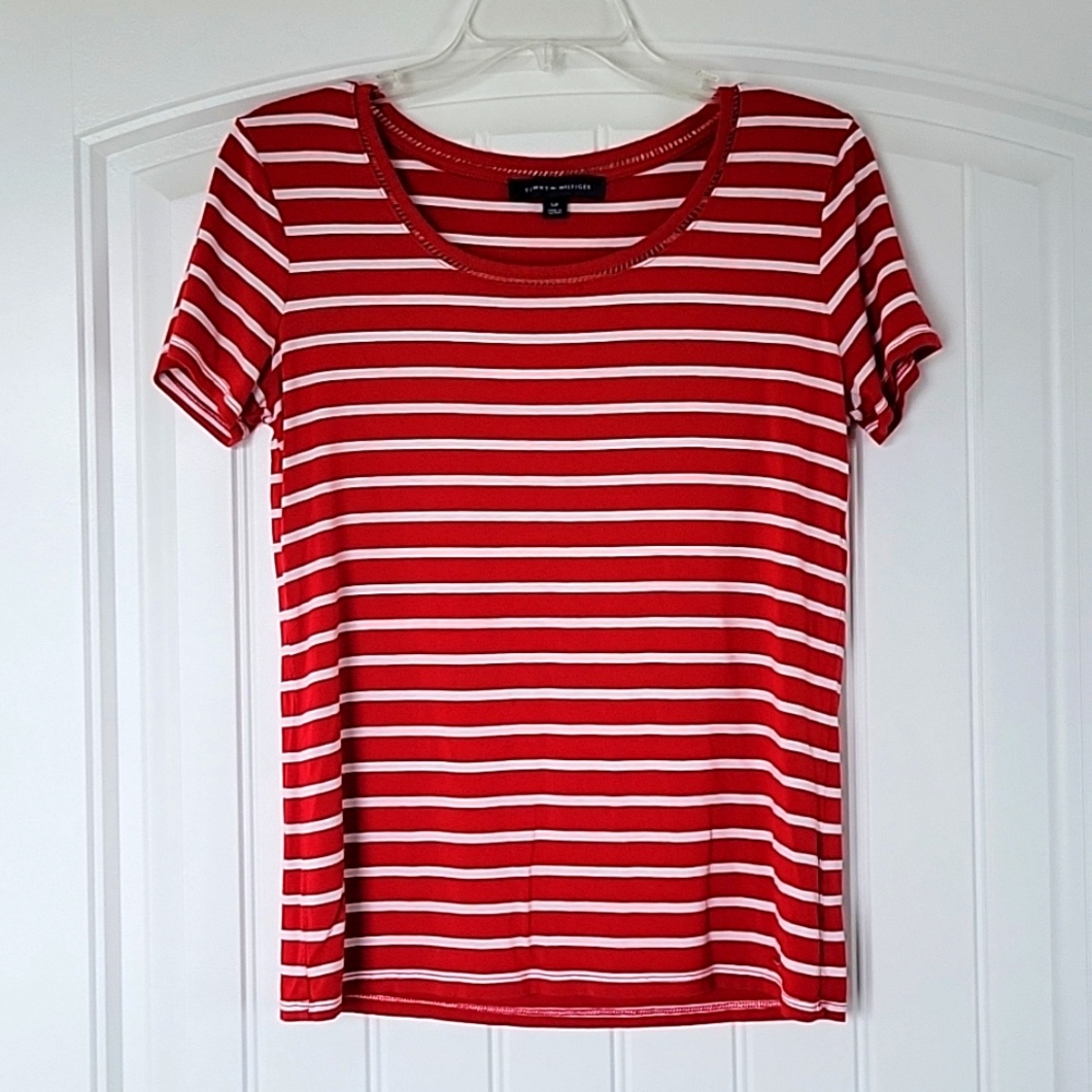 Tommy Hilfiger Red Striped Tee S